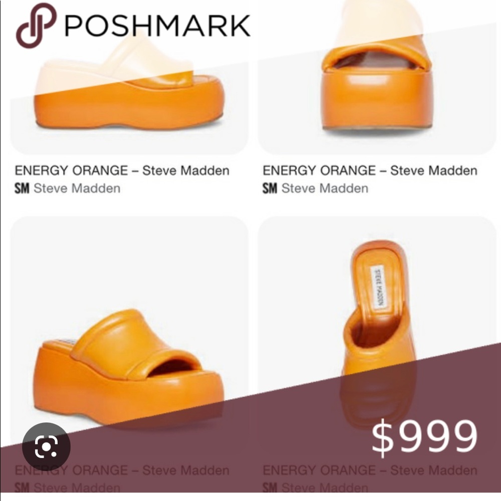 🍊STEVE MADDEN ENERGY ORANGE PLATFORM SANDALS NEW NWB🍊